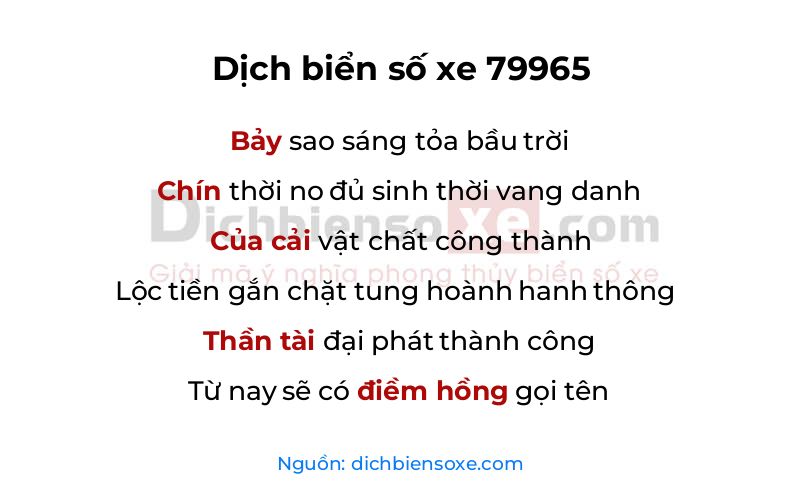 Dịch thơ biển số 79965