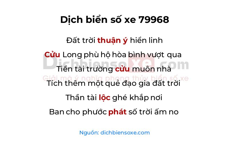 Dịch thơ biển số 79968