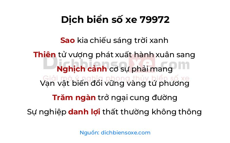 Dịch thơ biển số 79972