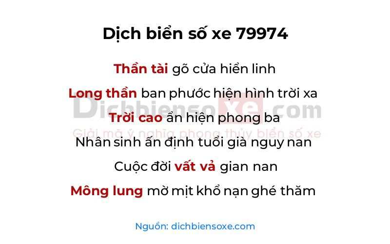 Dịch thơ biển số 79974