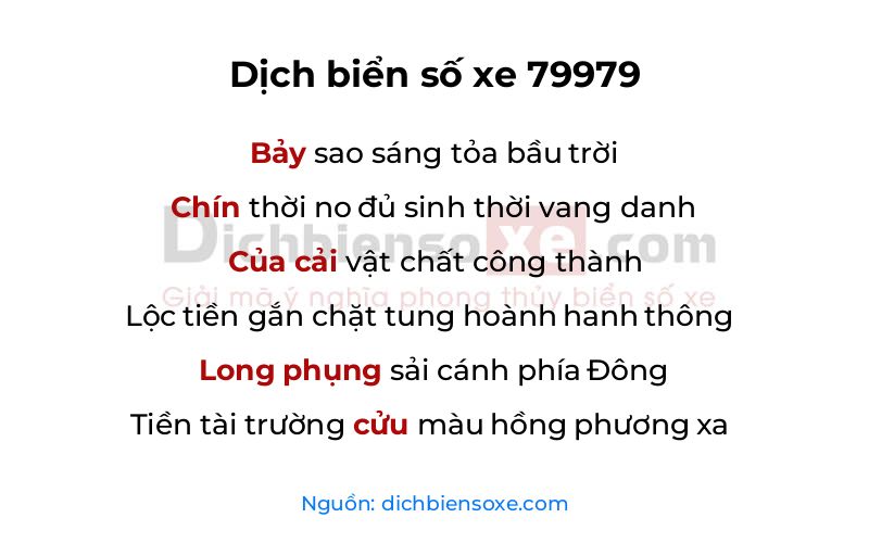 Dịch thơ biển số 79979