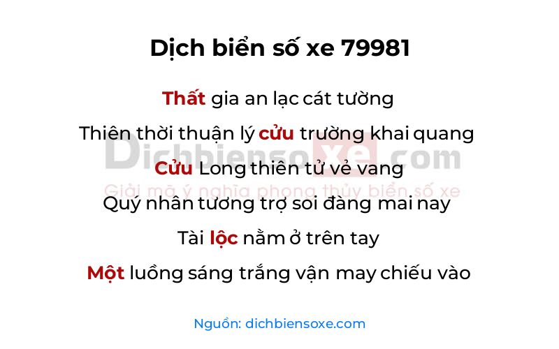 Dịch thơ biển số 79981