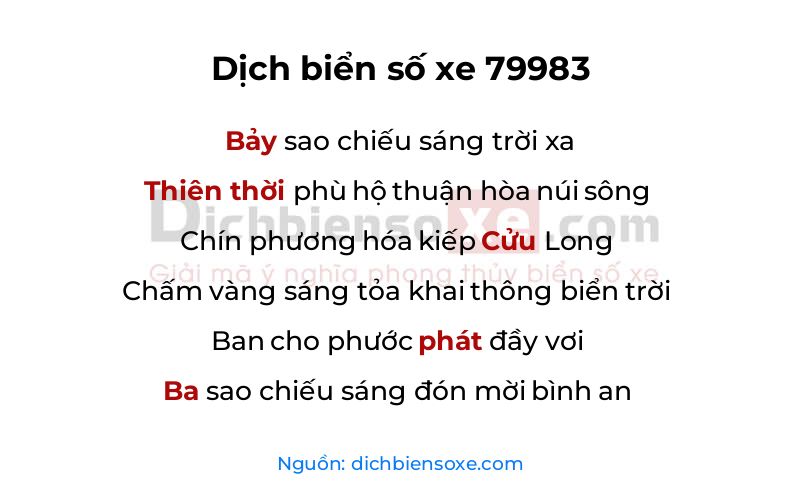 Dịch thơ biển số 79983