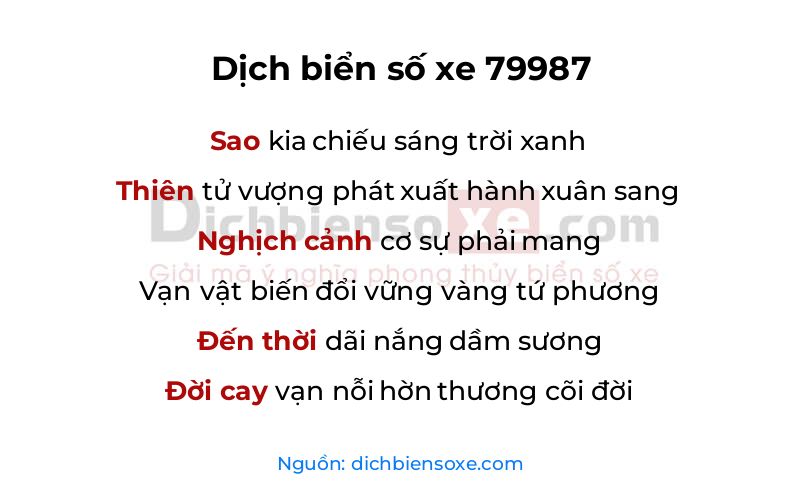 Dịch thơ biển số 79987