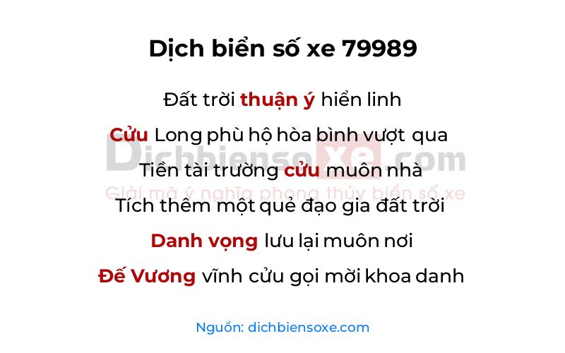 Dịch thơ biển số 79989