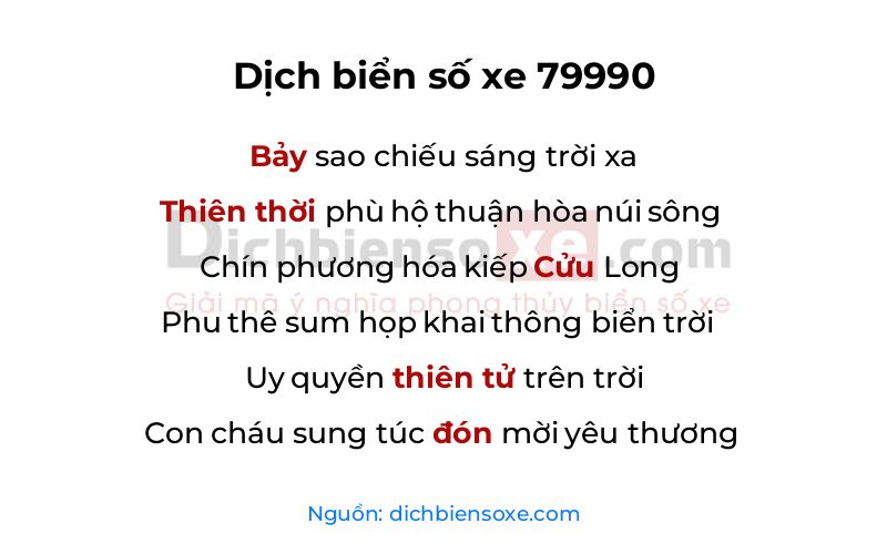 Dịch thơ biển số 79990