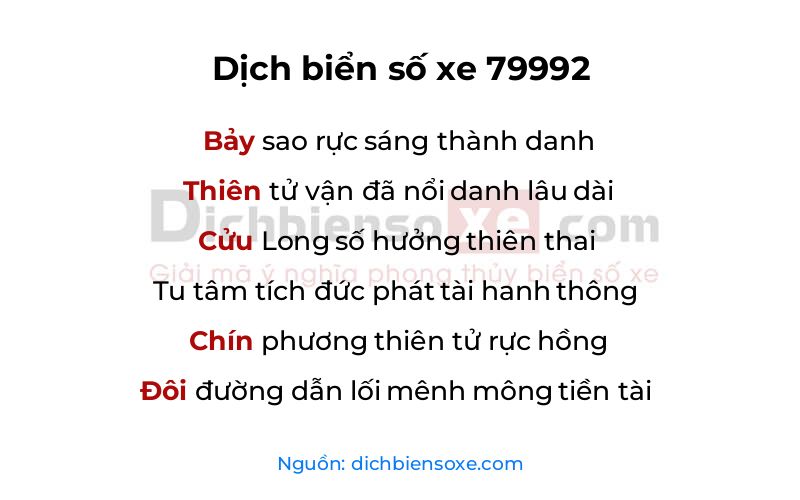Dịch thơ biển số 79992