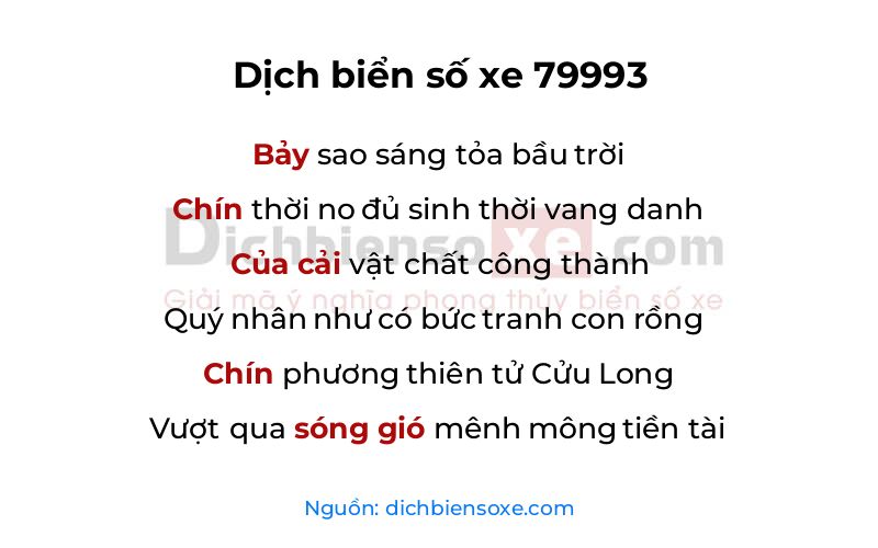 Dịch thơ biển số 79993