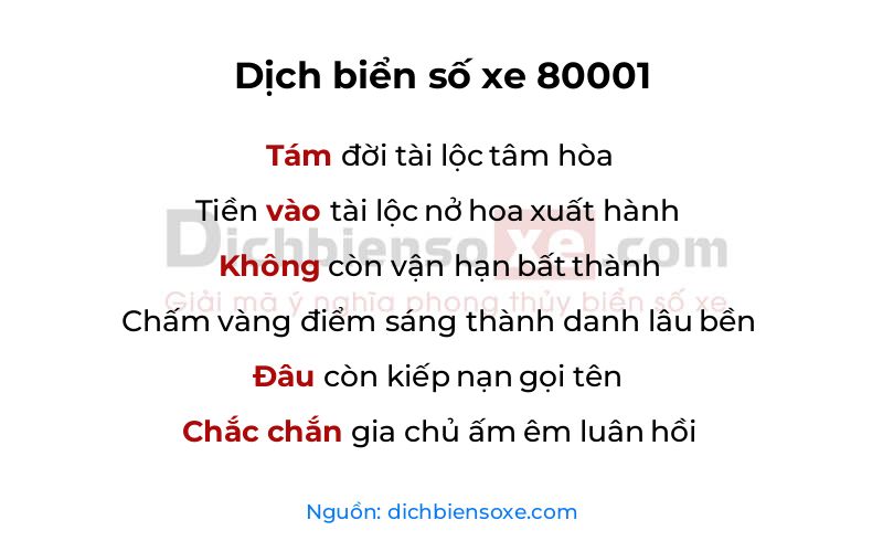 Dịch thơ biển số 80001