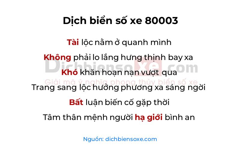 Dịch thơ biển số 80003