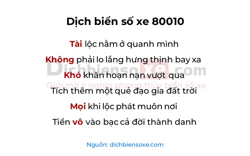 Dịch thơ biển số 80010