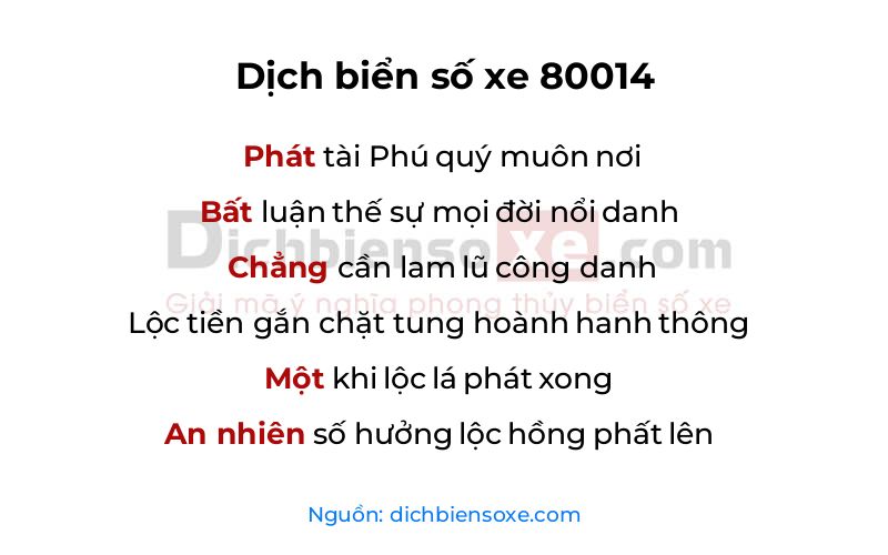 Dịch thơ biển số 80014