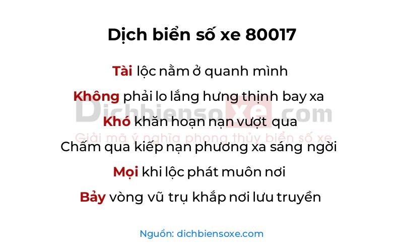 Dịch thơ biển số 80017