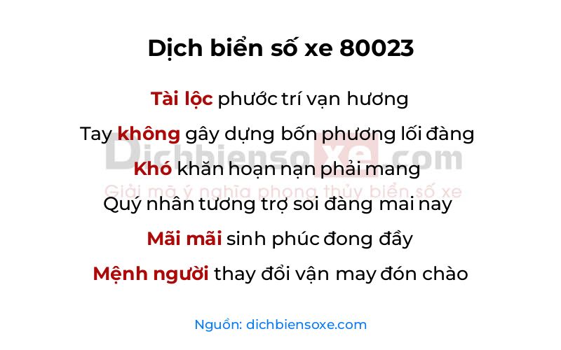 Dịch thơ biển số 80023