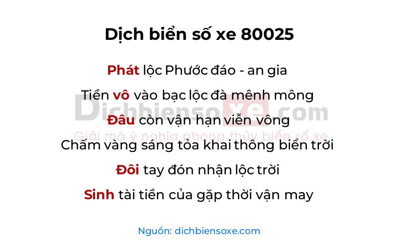 Dịch thơ biển số 80025