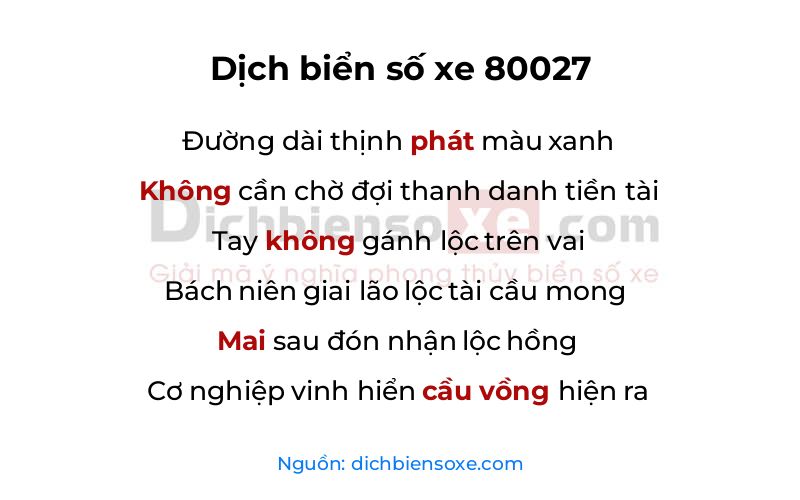 Dịch thơ biển số 80027