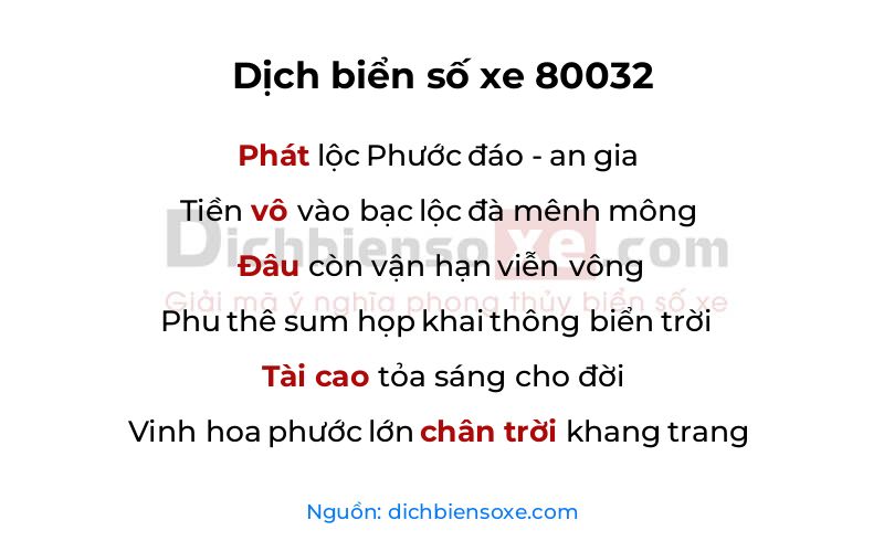 Dịch thơ biển số 80032