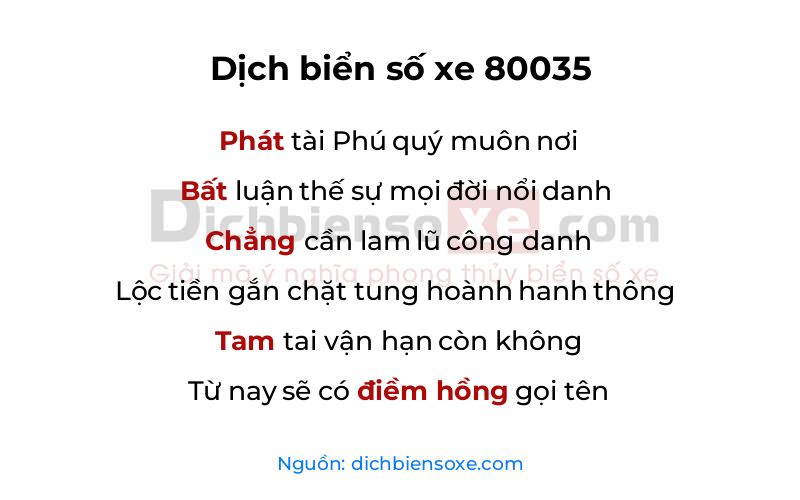 Dịch thơ biển số 80035