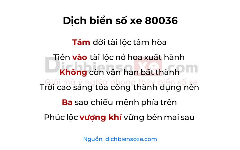 Dịch thơ biển số 80036