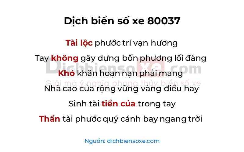 Dịch thơ biển số 80037