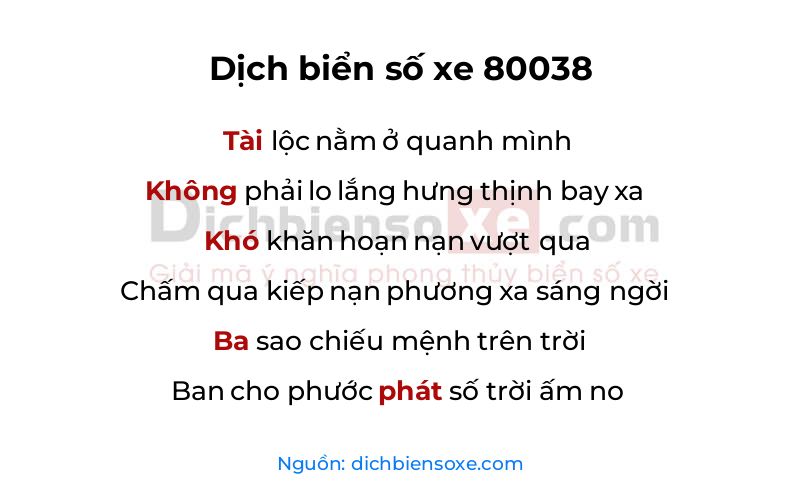 Dịch thơ biển số 80038