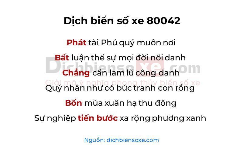 Dịch thơ biển số 80042