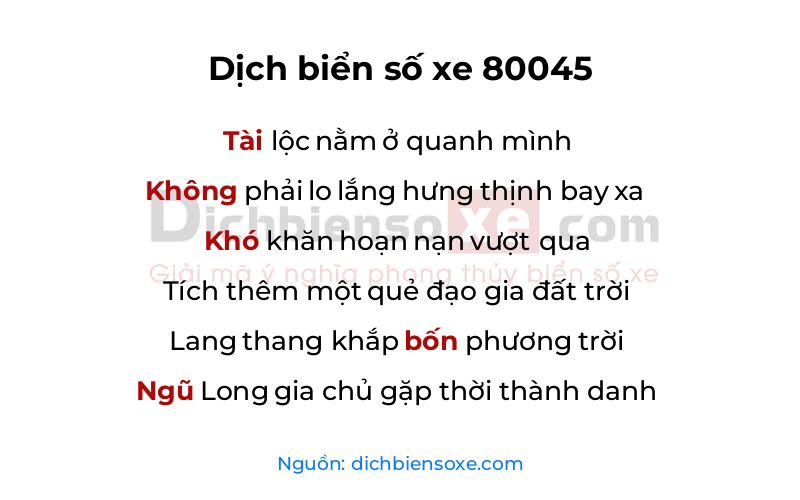 Dịch thơ biển số 80045
