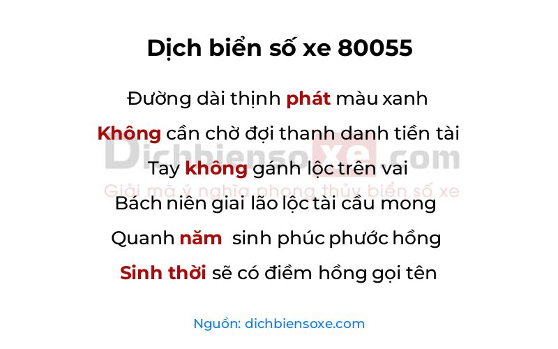 Dịch thơ biển số 80055
