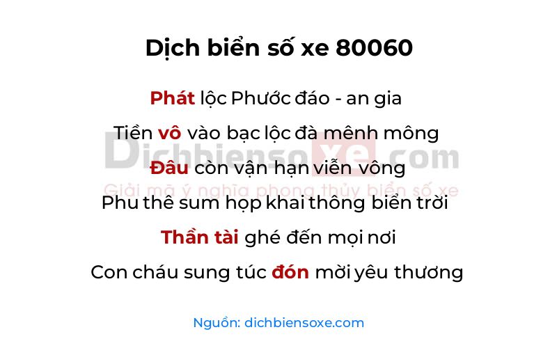 Dịch thơ biển số 80060