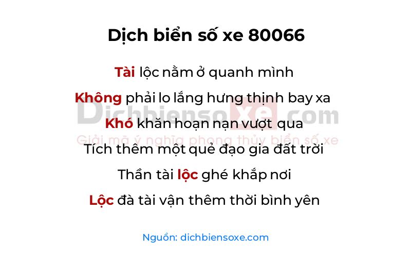 Dịch thơ biển số 80066