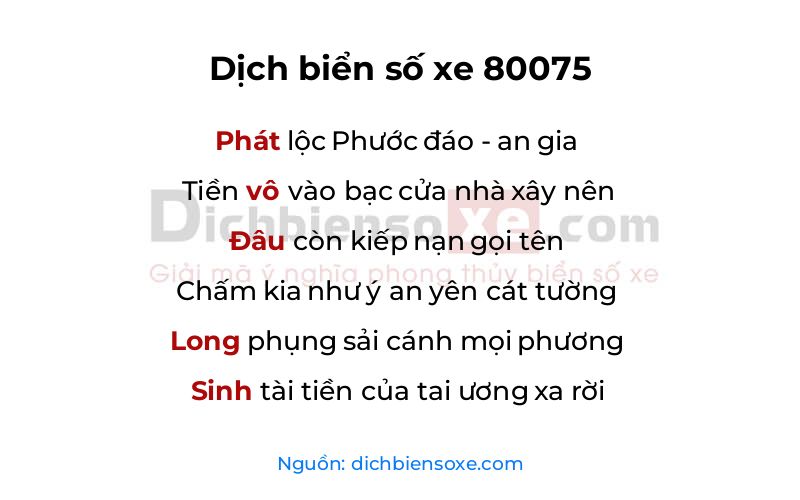 Dịch thơ biển số 80075