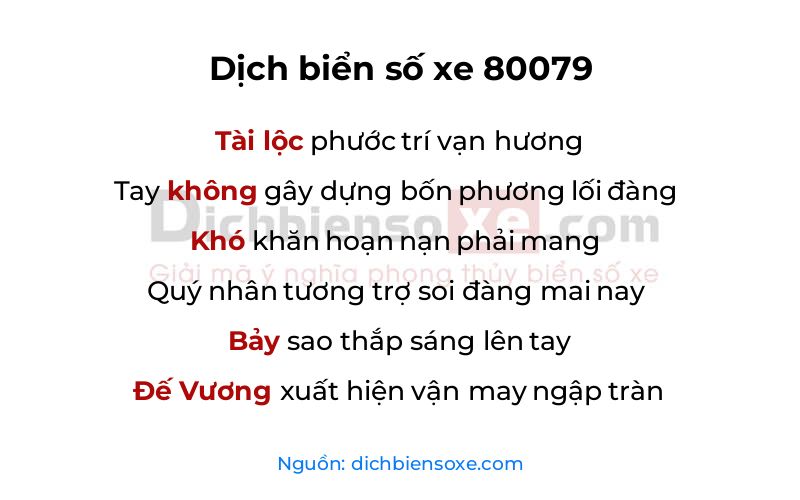 Dịch thơ biển số 80079