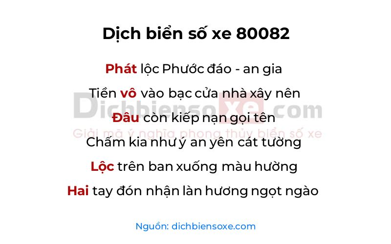 Dịch thơ biển số 80082