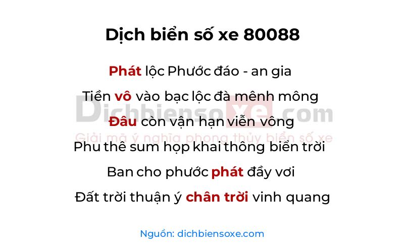 Dịch thơ biển số 80088
