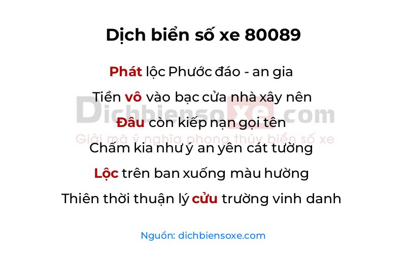 Dịch thơ biển số 80089