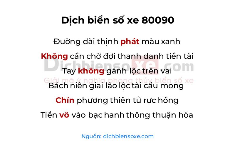 Dịch thơ biển số 80090