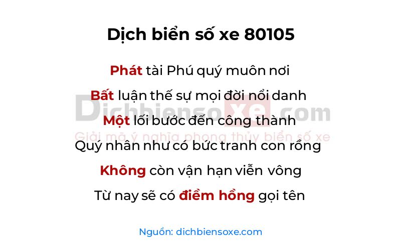 Dịch thơ biển số 80105