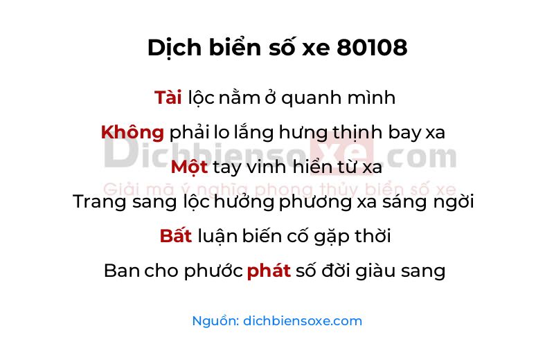 Dịch thơ biển số 80108