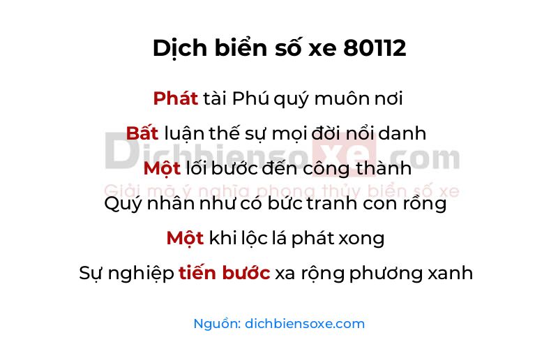 Dịch thơ biển số 80112