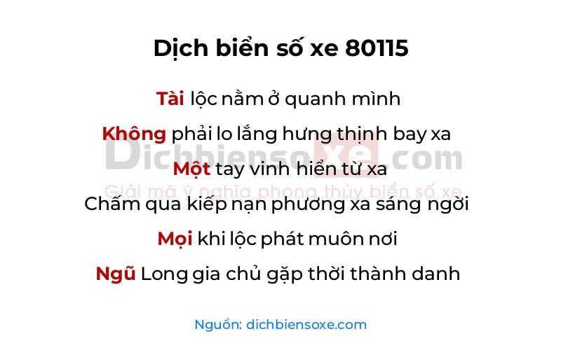 Dịch thơ biển số 80115
