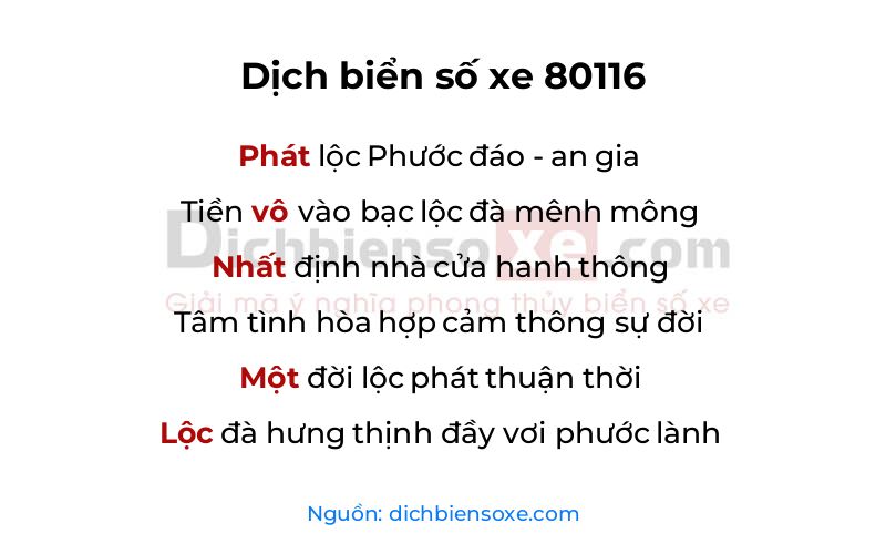 Dịch thơ biển số 80116