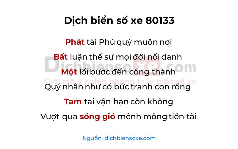Dịch thơ biển số 80133