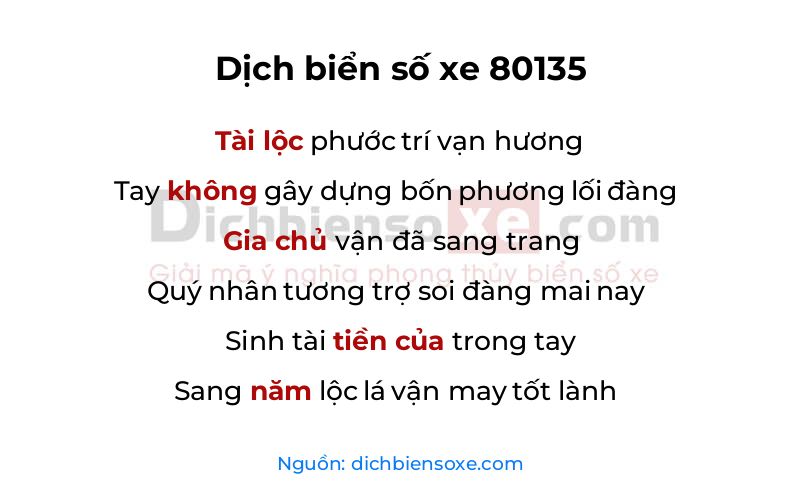 Dịch thơ biển số 80135