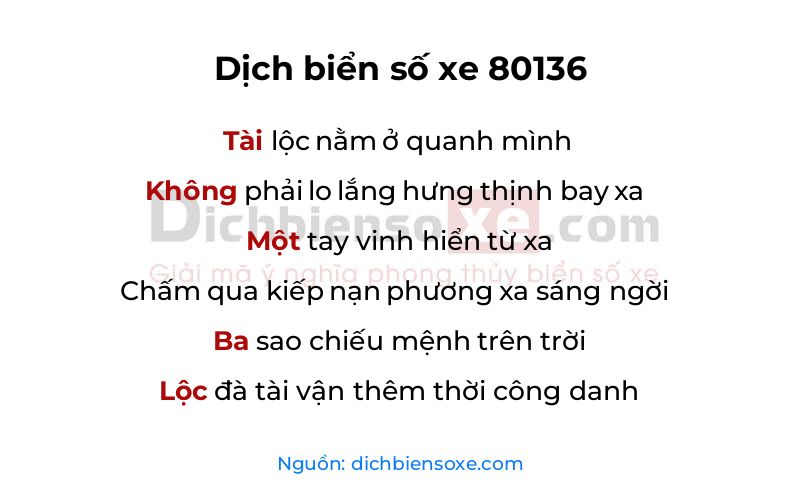 Dịch thơ biển số 80136