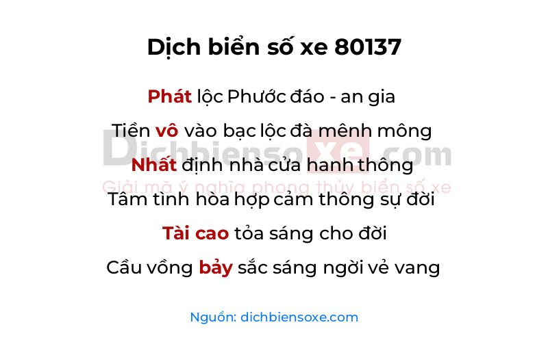 Dịch thơ biển số 80137