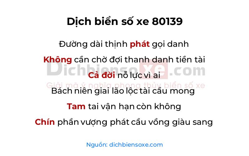 Dịch thơ biển số 80139