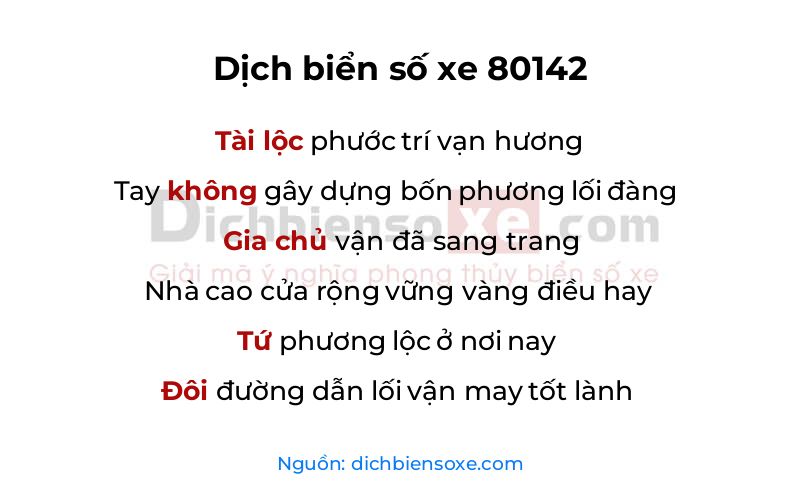 Dịch thơ biển số 80142