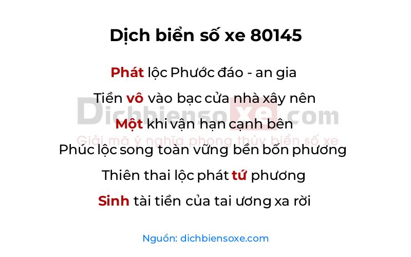 Dịch thơ biển số 80145