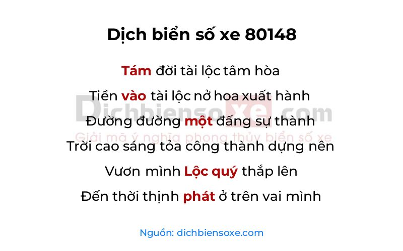 Dịch thơ biển số 80148