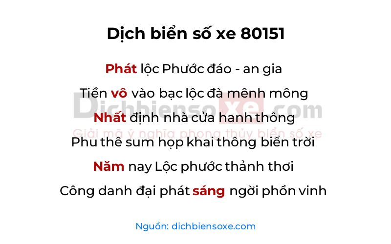 Dịch thơ biển số 80151